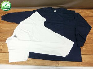 【YL-0253】未使用 GILDAN 無地 ULTRA コットン Tシャツ 長袖 半袖 2枚セット クルーネック オーバーサイズ ビッグシルエット【千円市場】