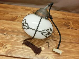 [HR-6825] retro Taisho .. romance electro- ..... glass electro- umbrella lamp shade hanging lowering antique electrification verification settled Tokyo pickup possible [ thousand jpy market ]