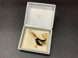 [O-6580]Christian Dior brooch Christian * Dior pearl otoseia deer Gold color box attaching Tokyo pickup possible [ thousand jpy market ]