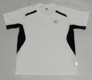 MIZUNO 半袖Tシャツ サイズM ティー スポーツ フアッション TEEミズノ ストレッチ軽量メッシュ白色ホワイト黒ブラック ラグラン身幅 約52cm