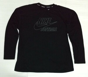 ☆NIKE.com ナイキ ソフト ボール 長袖Tシャツ サイズ L スポーツ SOFTBALL ブラック黒色グレイGLAY 肩幅 約56袖丈55身幅50身丈68cm 約205g