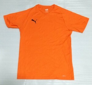 ☆PUMA.com プーマ 半袖Tシャツ US/UK MサイズEU48/50 伸縮ストレッチ軽量スポーツ ティー オレンジ黒色ブラック FOREVER BETTER☆DRI CELL