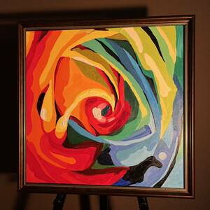 Art hand Auction 手绘油画, 玫瑰线, 裱框画, 室内油画, 绘画, 油画, 抽象绘画