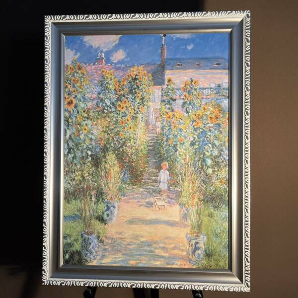クロード・モネ ヴェトゥイユの画家の庭 絵画 額付き キャンバスプリントアート