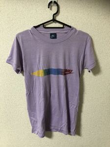 ナイキ紺タグTシャツ　検)アメカジ　ビンテージ S レインボー