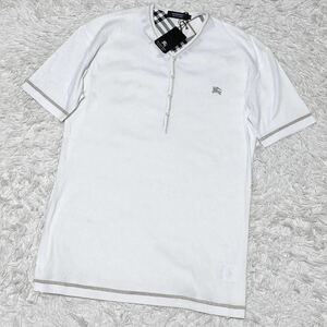  Burberry Black Label [ tag equipped ]noba check T-shirt Henley neckline short sleeves Burberry Black label size 3 L white 