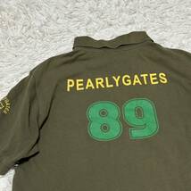 PEARLY GATES ポロシャツ 半袖 パーリーゲイツ ゴルフウェア サイズ6 XL ロゴ　ワッペン　カーキ　グリーン　豪華　1円〜　89 _画像6