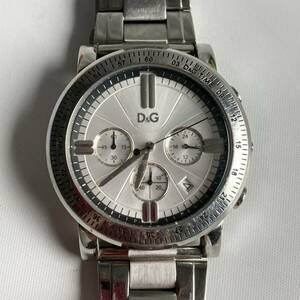 ★【500円スタート】DOLCE＆GABBANA D&G 腕時計 GENTEELドルガバ クロノグラフ 腕時計 シルバー×シルバーメタルバンド DW0676