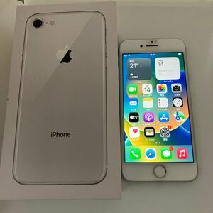 ▽【500円スタート】iPhone8 ホワイト64G ドコモ MQ792J/A IMEI/356096090949023 利用制限◎ 箱付き 稼動品 初期化済み