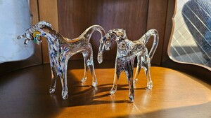 イタリア製　ヴェネツィアガラス　ベネチアングラス アンティーク クリスタル 馬 インテリア オブジェ 置物