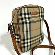 【希少品】BURBERRY バーバリー ノバチェック レザー キャンバス 斜め掛け ショルダーバッグ ブラウン ベージュ ゴールド金具_画像4