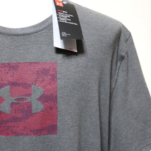 新品アメリカ購入品 UNDER ARMOUR アンダーアーマー 角ロゴプリント 半袖Ｔシャツ 杢灰 XXL_画像2