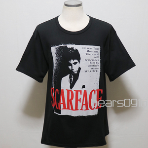 アメリカ購入 新品 Scar Face スカーフェイス トニーモンタナ アルパチーノ フォトプリントＴシャツ 黒 XL