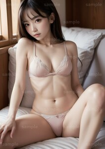 一点物 AI美女イラスト 高画質 ポスター グラビア 2L版光沢写真用紙 匿名配送 かわいい 美人 美少女 セクシー 下着 巨乳 039