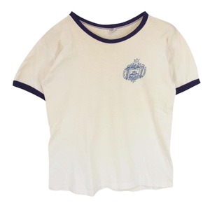 Champion チャンピオン Vintage ヴィンテージ 70s バータグ後期 USNA 米海軍兵学校 プリント リンガー 半袖 Tシャツ M【中古】