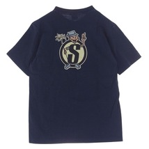 STUSSY ステューシー vintage 80s USA製 黒タグ ブリント Tシャツ ネイビー系 M【中古】_画像2