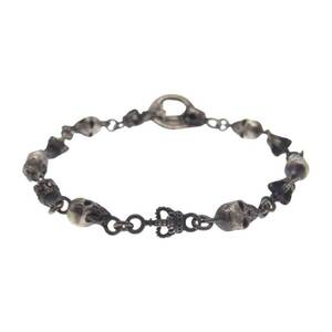 Justin Davis ジャスティンデイビス SBJ126 ギャランティ付属 SKULL DIVINE Bracelet スカル クラウン ブレスレット シルバー系【中古】