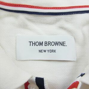 THOM BROWNE トムブラウン A0121C1001 トリコロールライン 半袖 ポロシャツ ホワイト系 2【中古】の画像4