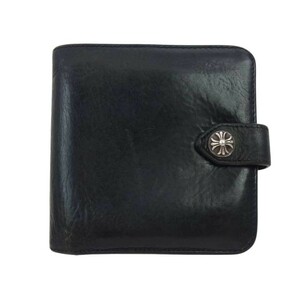 CHROME HEARTS クロムハーツ（原本無） SQ BTN BILL スクエア ボタン ビル レザー ウォレット ブラック系【中古】