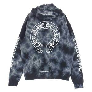 CHROME HEARTS クロムハーツ Horseshoe Hoodie Black Tie Dye ホースシュー フーディ タイダイ プルオーバー パーカー M【中古】