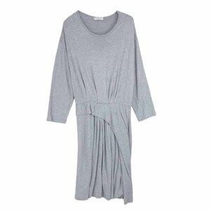 BALENCIAGA バレンシアガ 436261 TSK05 国内正規品 FLOWY DRESS 長袖 アシンメトリー フロードレス グレー系 42【中古】