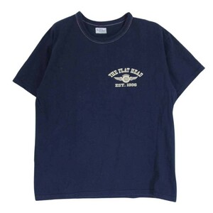 THE FLAT HEAD ザフラットヘッド バックプリント ロゴ 半袖 Tシャツ ネイビー系 42【中古】