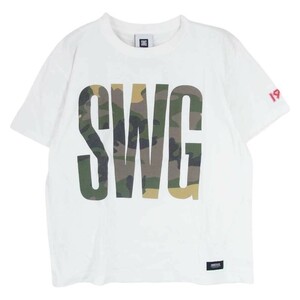 SWAGGER スワッガー SWGT-3027 迷彩 ロゴ プリント Tシャツ 半袖 ホワイト系 M【中古】