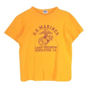 Pherrow's フェローズ US.MARINES プリント クルーネック 丸首 半袖 Tシャツ イエロー系 L【中古】