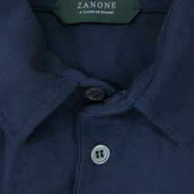 ZANONE ザノーネ 811819 Z0380 アイスコットン イタリア製 長袖 ポロシャツ ネイビー系 46【中古】_画像3