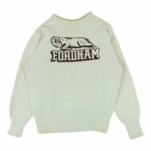 Champion チャンピオン ヴィンテージ 50s 60s 小文字ランタグ FORDHAM フロッキープリント スウェット オフホワイト系 M【中古】の画像1