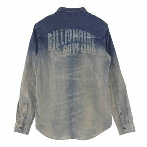 Billionaire Boys Club ビリオネアボーイズクラブ DENIM SHIRT グラデーション ロゴ デニム 長袖 シャツ インディゴブルー系 M【中古】