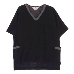 SUNSEA サンシー 18SS 18S04 VNECK Vネック 半袖 カットソー ブラック系 3【中古】