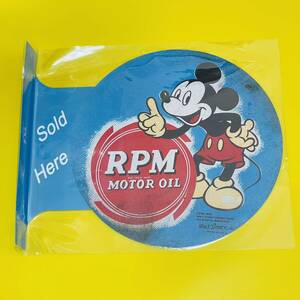 RPMオイル ミッキーマウス フランジ メタルサイン 看板 プレート 壁飾り ガレージ インテリア雑貨 アメリカ雑貨 新品未開封 No.K