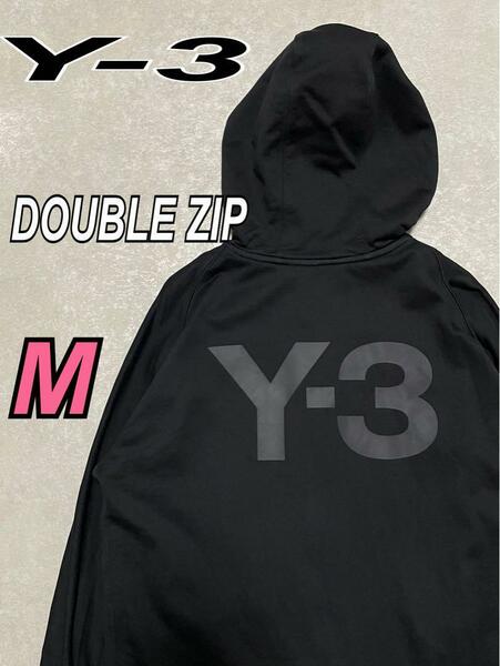 Y-3 バックロゴ スウェット ジップパーカー Yohji Yamamoto U CLSIC F-ZIP HOODIE コットン