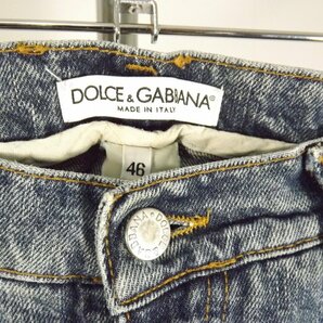 Dolce & Gabbana（ドルチェ＆ガッバーナ）イタリア製 ユーズド加工 デニムパンツ メンズ46 大レザーパッチの画像3