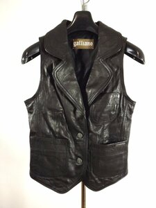 美品　Galliano（ジョンガリアーノ）ラムレザー　ベスト サイズ 40|26　定価14万3,850円