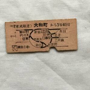 東武鉄道 大和町から 3等40円 池袋経由 昭和29年の画像1