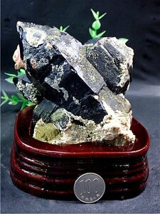 AAA級【魔除け】◆天然モリオン(黒水晶）&長生石共生鉱178C3-162C57b