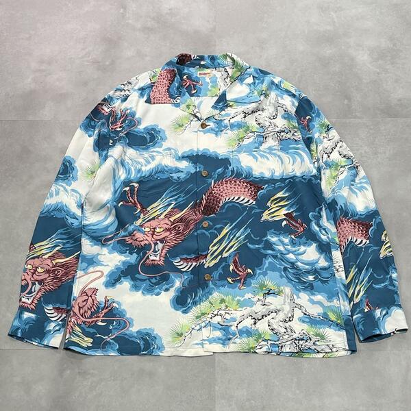 希少サイズ SUN SURF 龍 和柄 オープンカラーアロハシャツ XXL