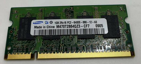 SAMSUNG サムスン 1GB 一枚 DDR2 SDRAM S.O.DIMM PC2-6400 DDR2 800 M470T2864QZ3-CF7 [動作未確認 ジャンク品]