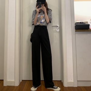  free shipping * immediate payment new goods soft material. wide pants free size waist rubber long pants lady's relax wear * black 