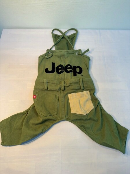 【値下交渉可】Jeep 犬服 4号 オーバーオール ロンパース カーキ ペットウェア オールシーズン オシャレ ドッグウェア 重ね着 つなぎ M L 