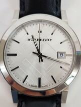 A0029 BURBERRYバーバリーメンズ　クォーツ腕時計デイト　レザーベルト 箱あり美品_画像8