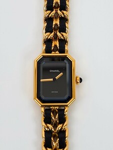 #A0037 CHANEL Chanel Premiere L quartz wristwatch Gold black beautiful goods 