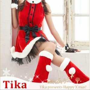 Tika ティカ キャバドレス クリスマス サンタコス コスプレ 4点セット