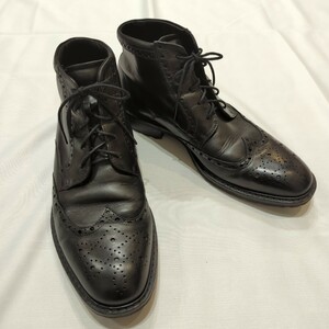 ECCO VITRUS レザーブーツ サイズ46(28.5cm相当) ブラック ウィングチップカントリーブーツ 本革 革靴 エコー