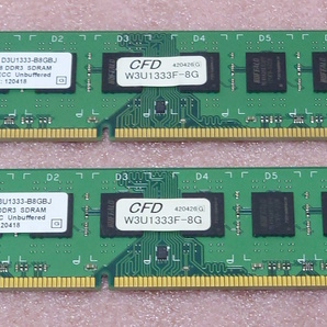 ●CFD W3U1333F-8G - PC3-10600U/DDR3-1333 240Pin DDR3 UDIMM 16GB(8GB x2) 動作品