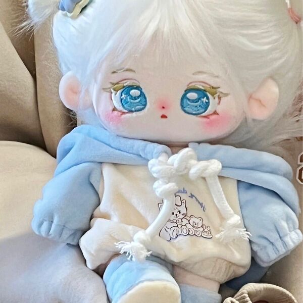 可愛いぬいぐるみ服20cm 水色 パーカー 着せ替えぬいぐるみ ぬい服