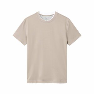 送料無料　ブルネロクチネリ　BRUNELLO CUCINELLI メンズ　Tシャツ　フェイクレイヤード　丸首　無地　48-56　サイズ選択可能　4072