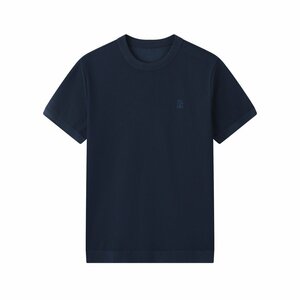 送料無料　ブルネロクチネリ　BRUNELLO CUCINELLI メンズ　Tシャツ　刺繍ロゴ　丸首　無地　48-56　サイズ選択可能　4075
